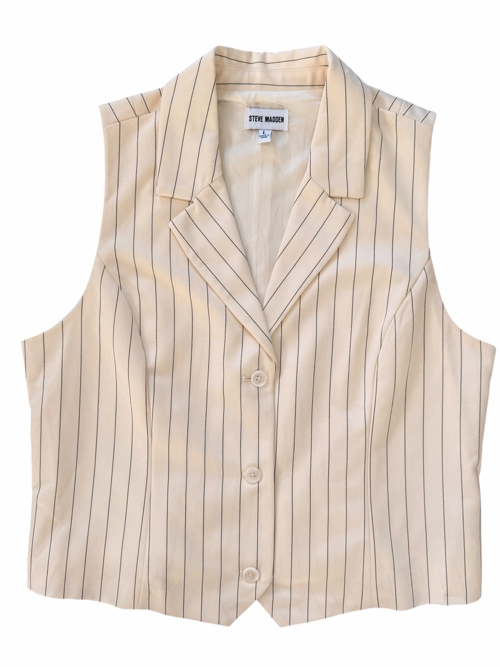 Steve Madden Ivory Pinstripe Tailored Suit Vest Sz L